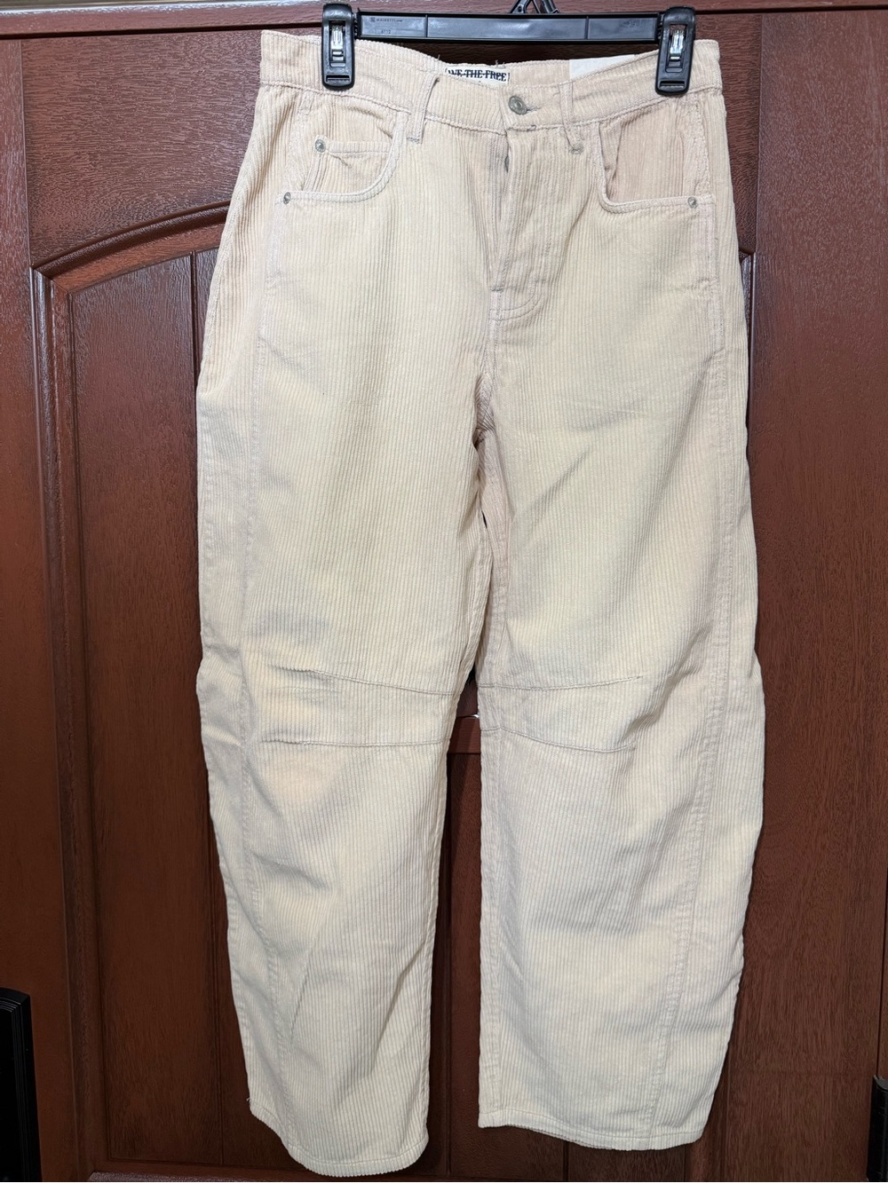 We The Free Good Luck Mid-Rise Corduroy Barrels - Cream